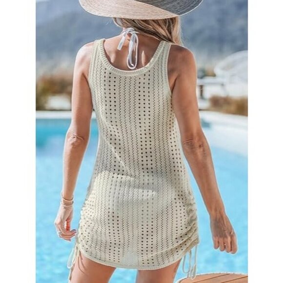 Cupshe Womens Cover Up‎ Beach Dress Swimsuits Crochet Hollow Out Drawstring XL - Picture 2 of 15